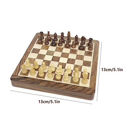 juego de ajedrez Juego de ajedrez plegable 19 "Conjunto de tablero de ajedrez de madera con tragamonedas de almacenamiento de piezas Juego de ajedrez de viaje hecho a mano for principiantes for adulto