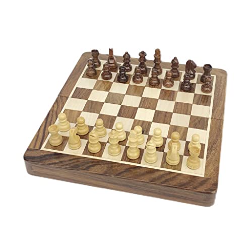 juego de ajedrez Juego de ajedrez plegable 19 "Conjunto de tablero de ajedrez de madera con tragamonedas de almacenamiento de piezas Juego de ajedrez de viaje hecho a mano for principiantes for adulto