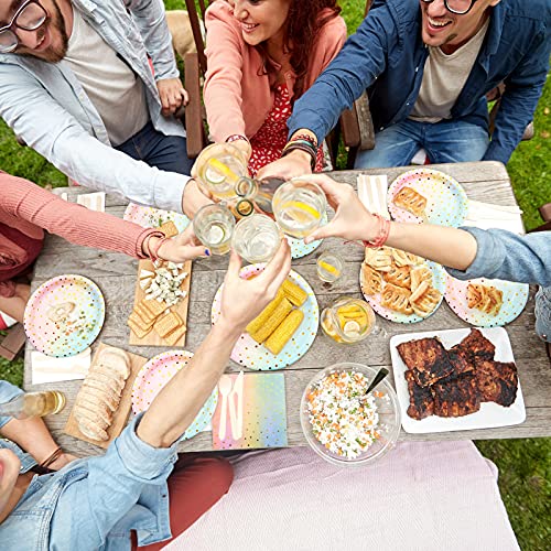 Juego de Vajilla desechable de papel de punto dorado para fiestas, platos tazas servilletas pajitas para fiesta de cumpleaños, boda, compromiso, aniversario, celebración, Navidad