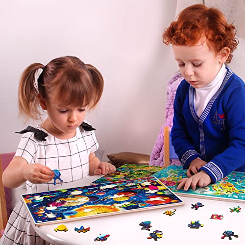 Juguetes Niños 3 4 5 Años - 2 Montessori Juegos Puzzles Infantiles de Madera - Regalo Rompecabezas Animales Educativos para Niñas y Niños 6 7 8