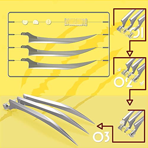 Karadrova Wolverine Gaws, disfraz de garra Wolverine, accesorio para disfraz de Wolverine, X-Men Wolverine Gaws Cosplay Prop, 2 garras de lobo ABS para adultos con etiqueta de perro