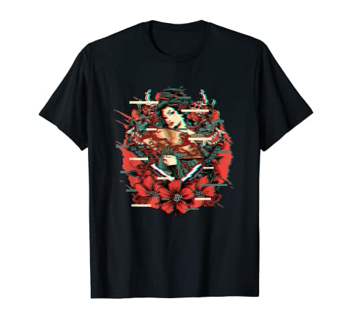 Kawaii Geisha Japonés Traditional Oni Mask Yokai Aesthetic Camiseta