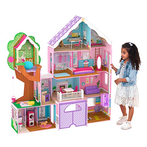 KidKraft Treehouse Retreat Mansion Puppenhaus aus Holz Casa Madera para muñecas de 30 cm, Multicolor 10108