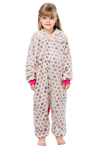 Kigurumi - Pijama de animal, traje de cuerpo entero, disfraz de Halloween, cosplay, unisex, adulto y niño Unicornio Estrella Marrón 2-3 Años