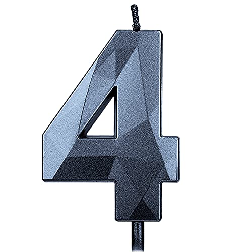 KINBOM 7cm Velas de Cumpleaños con Números Grandes, Forma de Diamante 3D Velas Cumpleaños Numeros Decoración para Tartas para Bodas Aniversarios Fiestas de Graduación Número 4(Negro)