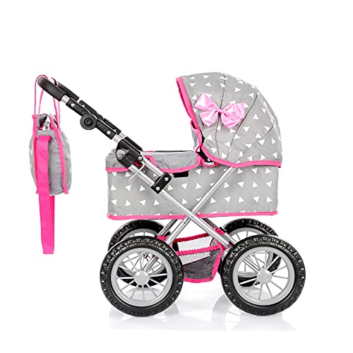 Kinderplay Carrito Bebe Juguetes, Cochecito para Muñecas, Cochecito de Muñecas, Gondola - Trendy Carrito Muñeca, La Altura al Mango es En Un Rango de 33 a 63 cm, Muñeca 41 cm, KP0261S