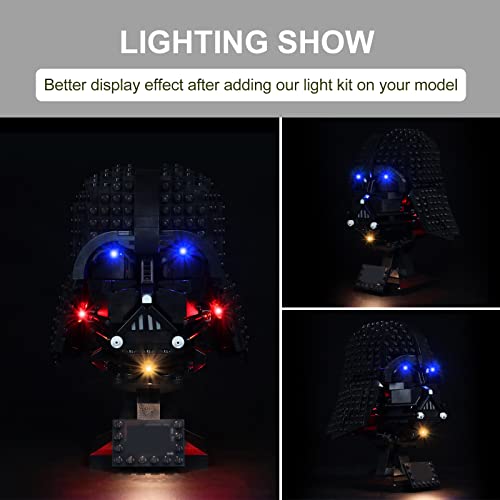 Kit de luz LED para Lego 75304 Star Wars Darth Vader Casco, COOLDAC USB Conexión Iluminación Set Compatible con Lego 75304 (sólo las luces, sin modelos Lego)