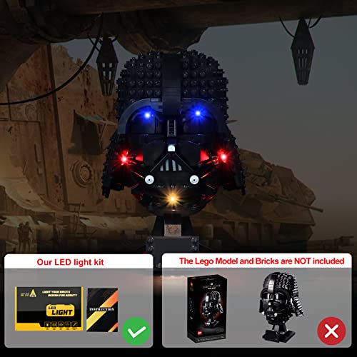 Kit de luz LED para Lego 75304 Star Wars Darth Vader Casco, COOLDAC USB Conexión Iluminación Set Compatible con Lego 75304 (sólo las luces, sin modelos Lego)