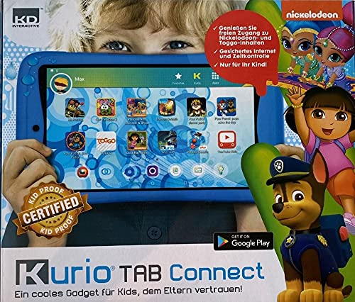 Kurio Tab Connect Toggo - Tableta Infantil Azul - Nickelodeon-Toggo - Memoria de 16 GB - Sistema de Filtro Web - Resistente a Salpicaduras - Parachoques - Pantalla de 7"