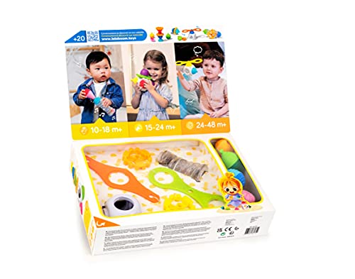 Lalaboom BL600 – Juguete Educativo para Montar 18 Piezas – Perlas y Accesorios para Primera Edad – Juego de construcción de Formas y Colores evolutivos para niños de 10 Meses a 3 años (JURATOYS