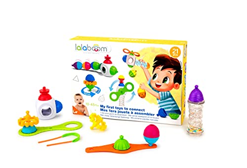 Lalaboom BL600 – Juguete Educativo para Montar 18 Piezas – Perlas y Accesorios para Primera Edad – Juego de construcción de Formas y Colores evolutivos para niños de 10 Meses a 3 años (JURATOYS