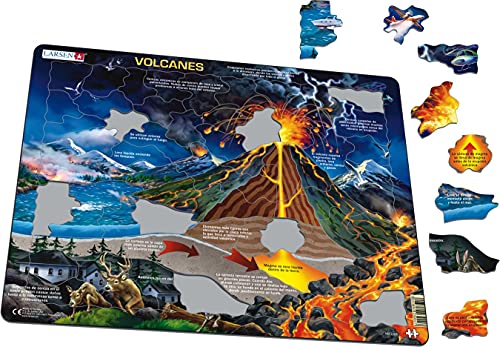 Larsen NB2 Volcanes, edición en Español, Puzzle de Marco con 70 Piezas