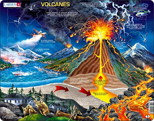 Larsen NB2 Volcanes, edición en Español, Puzzle de Marco con 70 Piezas