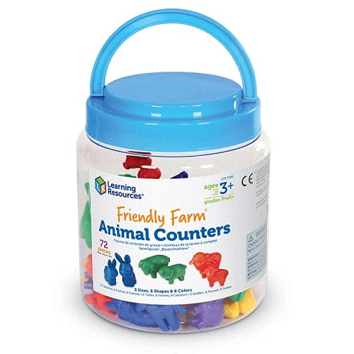 Learning Resources- Figuras de Animales Friendly Farm (Juego de 72), Color (LER0180)