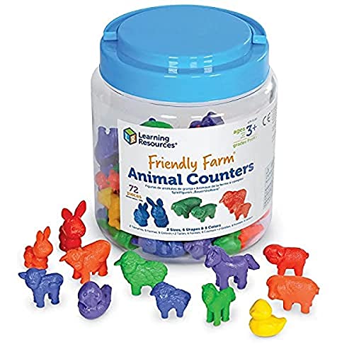 Learning Resources- Figuras de Animales Friendly Farm (Juego de 72), Color (LER0180)