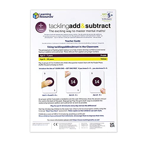 Learning Resources- Set para el Aula para dominar la Suma y la resta Tackling Add & Subtract, Juego didáctico de matemáticas con Tarjetas, 5+ años, Multicolor (LSP1216-UK)