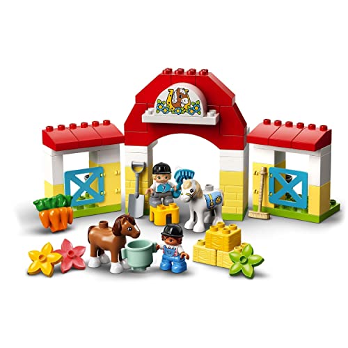 LEGO 10951 Duplo Establo con Ponis, Set de Construcción con Ponis y Caballos de Juguete, Idea de Regalo para Preescolares y Niños Mayores de 2 Años