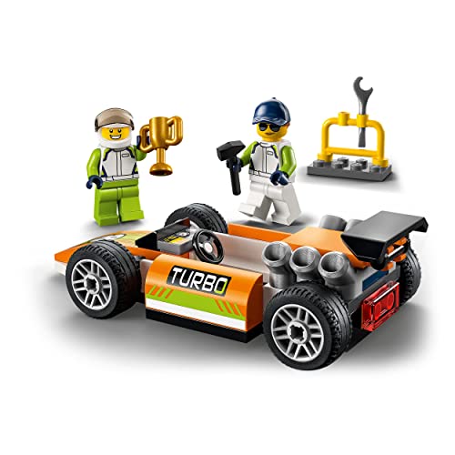 LEGO 60322 City Coche de Carreras de Juguete de Estilo F1 para Niños Preescolares 4 Años con Mini Figuras