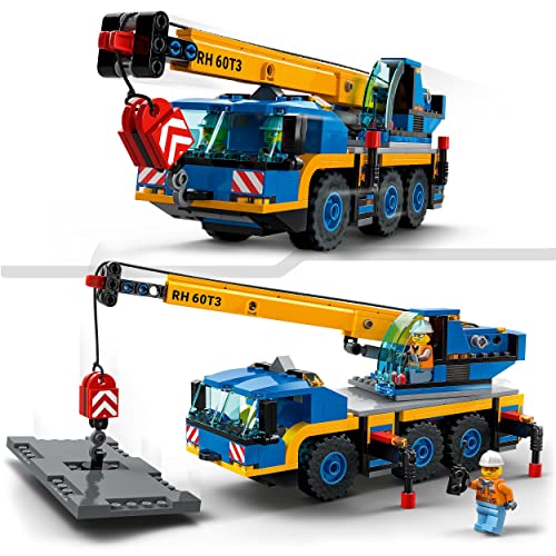 LEGO 60324 City Grúa Móvil, Set de Vehículos de Construcción, Juguete para Niños y Niñas 7 Años con Mini Figuras