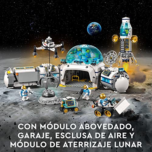 LEGO 60350 City Base de Investigación Lunar, Set de Juguetes Espaciales NASA con Vehículo Buggy, Juego de Construcción para Niños de 7 Años