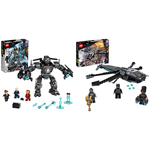 LEGO 76190 Marvel Iron Man: Caos de Iron Monger, Juguete de Construcción + 76186 Marvel Vengadores Dragon Flyer de Black Panther, Juguete de Construcción de Avión del Avengers con Superhéroes