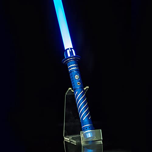 Lessjie RGB Star Wars Sable de luz con Sonido, Festo Laser Sword Electronic Metal Lights Saber Película Replica Prop Cumpleaños Juguete Regalo para Niños Estudiantes Adultos,Red Handle