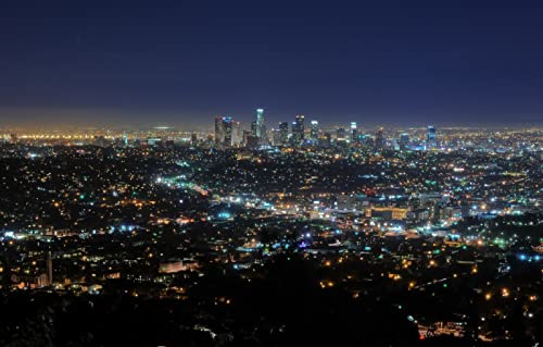 LHJOYSP Juguetes educativos Puzzle 1000 Piezas Las Luces de la Ciudad de California la Noche en el Centro de Los Ángeles, California del Sur, EE. 75x50cm