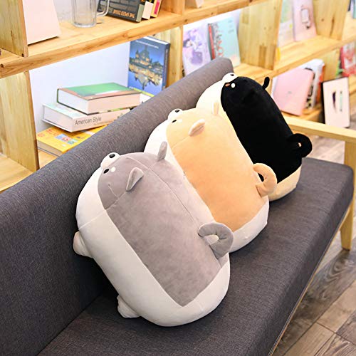 LICHENGTAI Almohada de Felpa para Perros Corgi, 40cm Kawaii Almohada de Dibujos Animados Cachorro Perro Shiba Inu muñeco de Peluche Gordo Shiba Inu Perro muñeco de Peluche Shiba Inu para niños, Negro