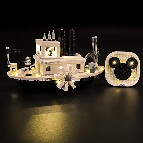 LIGHTAILING Conjunto de Luces (Mickey Mouse Steamboat Willie) Modelo de Construcción de Bloques - Kit de luz LED Compatible con Lego 21317 (NO Incluido en el Modelo)