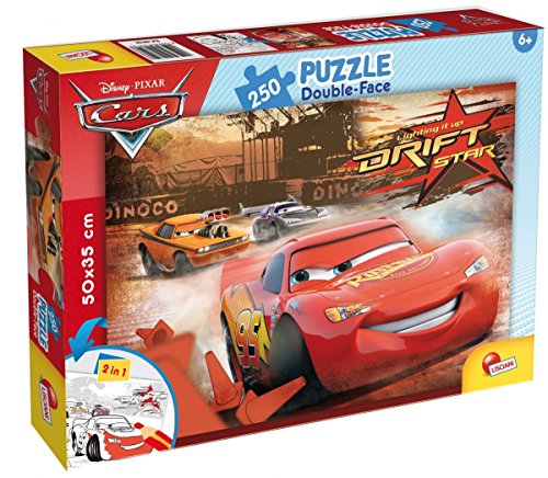 Lisciani Puzzle para niños de 250 piezas 2 en 1, Doble Cara con reverso para colorear - Disney Cars 48106