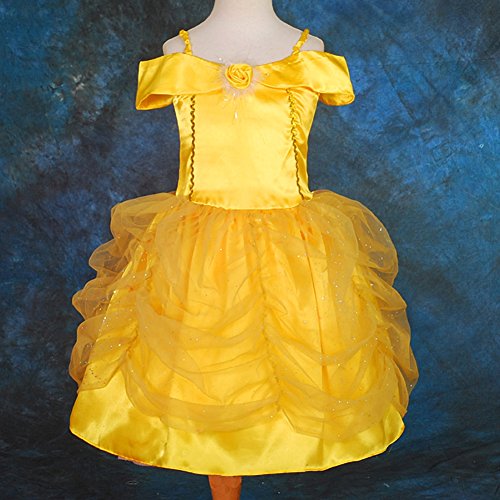 Lito Angels Disfraz Belle de la Bella y la Bestia Vestido de Princesa Amarillo para Niñas Talla 5 a 6 Años, estilo A