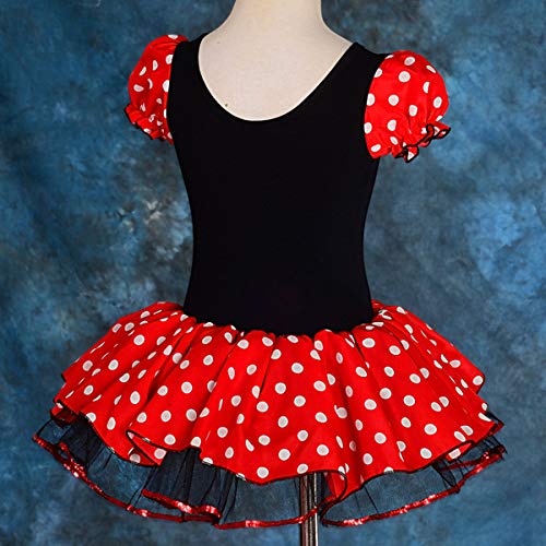 Lito Angels Disfraz de Minnie Mouse con aro de pelo con orejas de ratón para bebé niña Vestido de falda de tutu de danza de lunares rojos Talla 12 a 24 meses