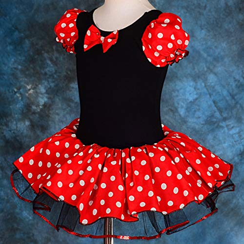 Lito Angels Disfraz de Minnie Mouse con aro de pelo con orejas de ratón para bebé niña Vestido de falda de tutu de danza de lunares rojos Talla 12 a 24 meses