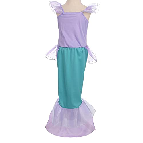 Lito Angels Disfraz Sirenita Vestido Sirena Princesa Ariel con Peluca de Pelo para Niñas Pequeñas, Talla 2 años, Púrpura