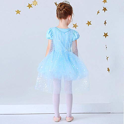 Lito Angels Disfraz Vestido Tutu Princesa Elsa Bailarina de Ballet para Niñas Pequeñas, Maillot de Danza Baile con Falda, Talla 6-7 años, Azul