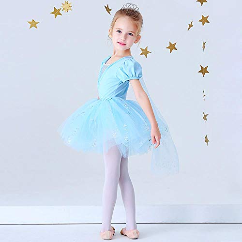 Lito Angels Disfraz Vestido Tutu Princesa Elsa Bailarina de Ballet para Niñas Pequeñas, Maillot de Danza Baile con Falda, Talla 6-7 años, Azul