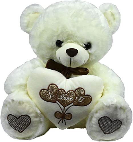 LOYFER Oso de Peluche 45cm Color Beige Regalo para Día de San Valentín con un corazón con Mensaje Love sensación de Felpa Muy Suave (Beige)