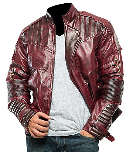 LP-FACON Cazadora de piel de disfraz de Guardians of Galaxy 2 Star Lord (Chris Pratt), Granate desgastado, XXXL