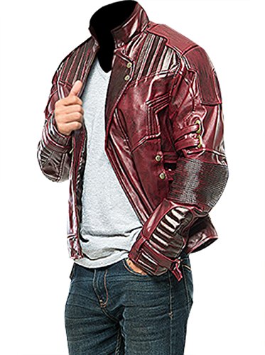 LP-FACON Cazadora de piel de disfraz de Guardians of Galaxy 2 Star Lord (Chris Pratt), Granate desgastado, XXXL