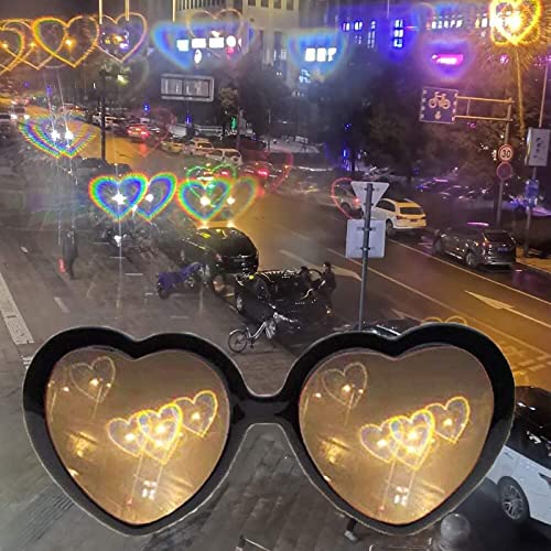 LUBEKAS Gafas con efecto de corazón – Ver corazones, 3D Heart Diffraction Glasses Effect para Carnaval, música al aire libre, fiesta, bar, fuegos artificiales, 2 unidades., 5.5 x 2.4 x 0.6 inches