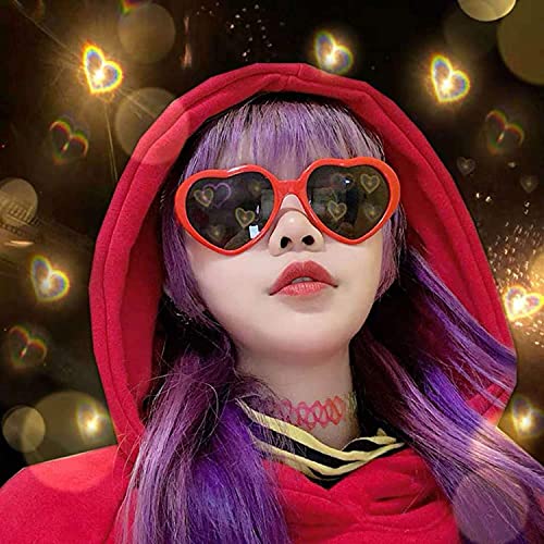 LUBEKAS Gafas con efecto de corazón – Ver corazones, 3D Heart Diffraction Glasses Effect para Carnaval, música al aire libre, fiesta, bar, fuegos artificiales, 2 unidades., 5.5 x 2.4 x 0.6 inches