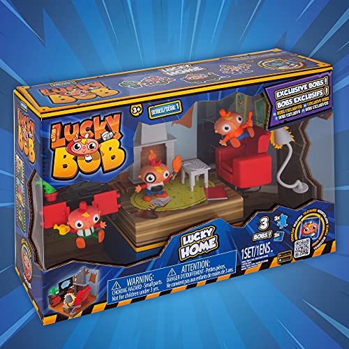 LUCKY BOB - Mini Playset | 1 Mini Playset Sorpresa con múltiples interacciones con 3 figuras de Lucky Bob y 3 Cartas | Juguete y regalo para niños + 3 Años