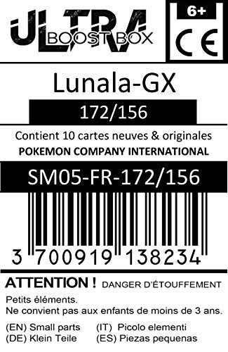Lunala-GX 172/156 Secrète Gold - #myboost X Soleil & Lune 5 Ultra-Prisme - Coffret de 10 Cartes Pokémon Françaises