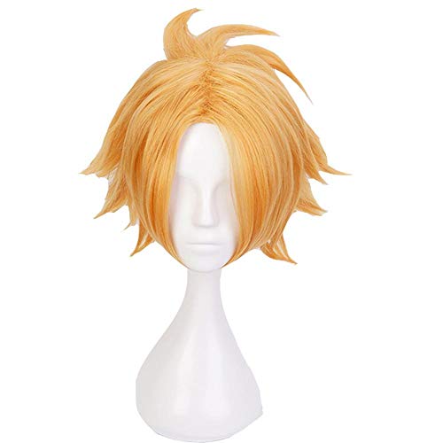 LZT Peluca de cosplay de anime rubia dorada corta de Denki Kaminari de My Hero Academia, peluca sintética con malla de peluca gratis