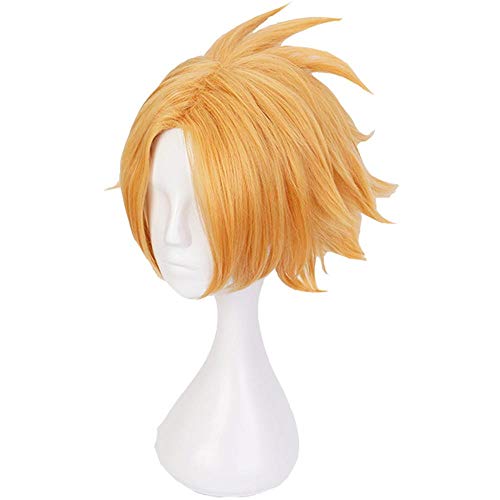 LZT Peluca de cosplay de anime rubia dorada corta de Denki Kaminari de My Hero Academia, peluca sintética con malla de peluca gratis