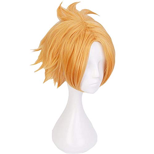 LZT Peluca de cosplay de anime rubia dorada corta de Denki Kaminari de My Hero Academia, peluca sintética con malla de peluca gratis