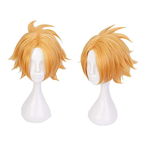 LZT Peluca de cosplay de anime rubia dorada corta de Denki Kaminari de My Hero Academia, peluca sintética con malla de peluca gratis