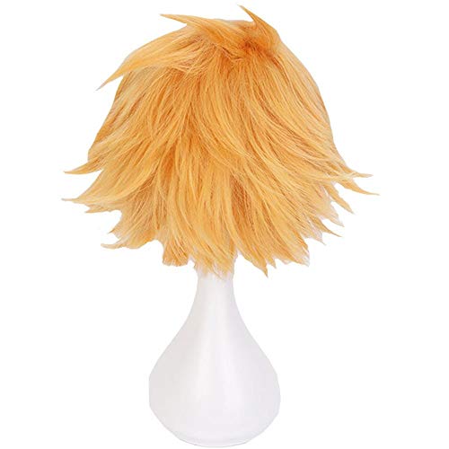 LZT Peluca de cosplay de anime rubia dorada corta de Denki Kaminari de My Hero Academia, peluca sintética con malla de peluca gratis