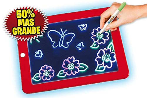 Magic Pad XL Tableta mágica 50% más Grande con 12 marcadores de neón y 8 Efectos de luz Brillante.