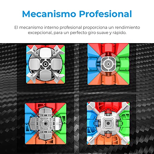 MAGIC SELECT Cubo Mágico 2x2 3x3 4x4 5x5 Pack Meilong Moyu Cubing Classroom Fibra de Carbono Antideslizante con Giro más rápido, fácil y Suave, Rompecabezas 3D, Principiantes y Profesionales